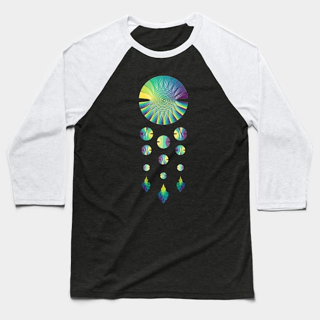 Dream Catcher | Peacock Blue Green Yellow Black Baseball T-Shirt by aRtVerse